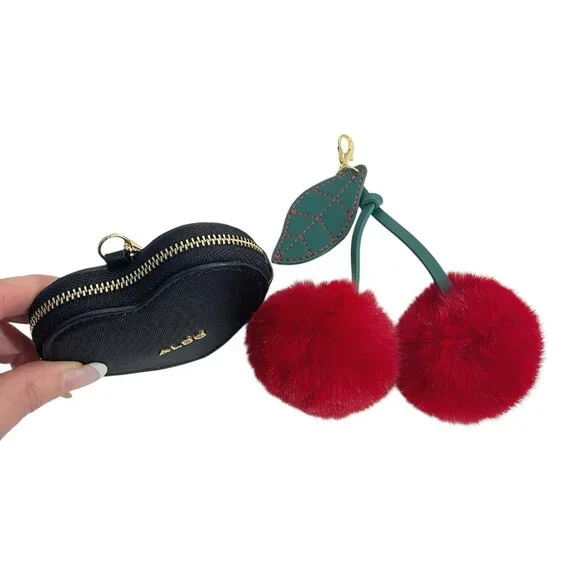 Aldo Special Edition Gummy Bear Heart Coin Case Cherries Charm Black Handbag - Picture 12 of 12